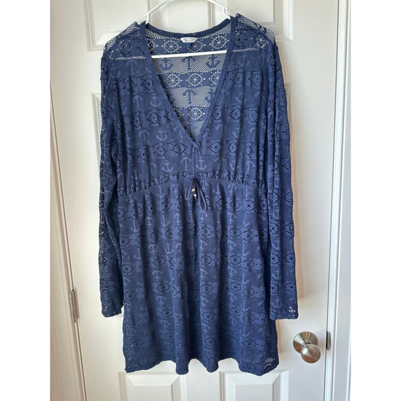 Nautica Other - Women's Nautica Blue Mesh Long Sleeve Cover-Up Size L
